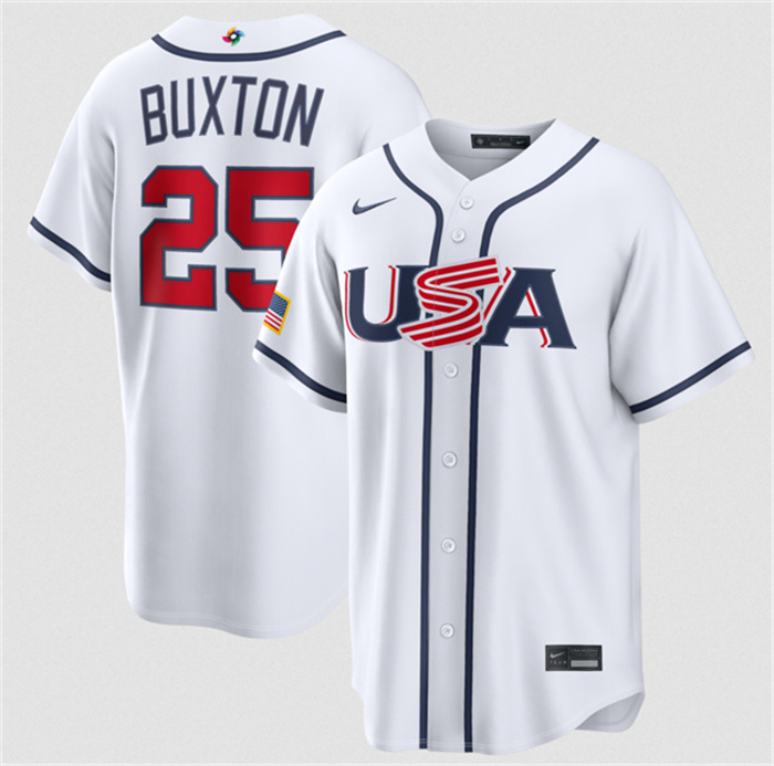 USA Baseball #25 Byron Buxton White 2026 World Baseball Classic Home Stadium Stitched Jersey USA Baseball #25 Byron Buxton White 2026 World Baseball Classic Home Stadium Stitched Jersey