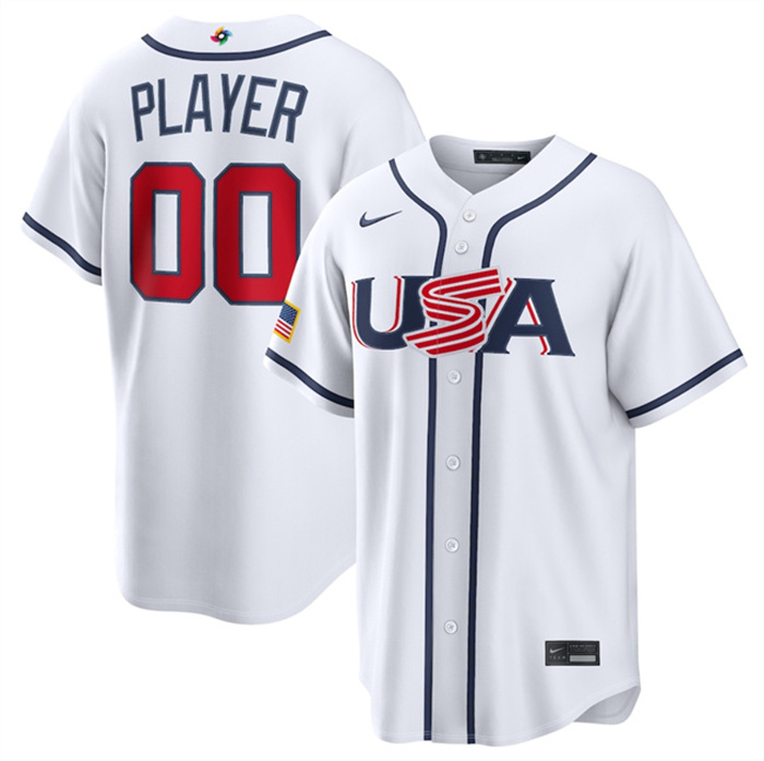 USA Baseball ACTIVE PLAYER Custom White 2026 World Baseball Classic Home Stadium Stitched Jersey USA Baseball ACTIVE PLAYER Custom White 2026 World Baseball Classic Home Stadium Stitched Jersey
