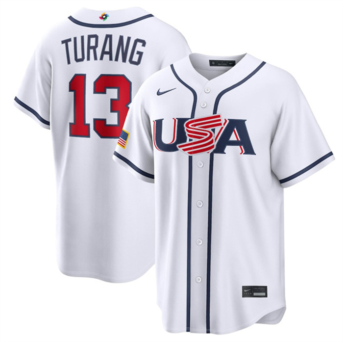USA Baseball #13 Brice Turang White 2026 World Baseball Classic Home Stadium Stitched Jersey