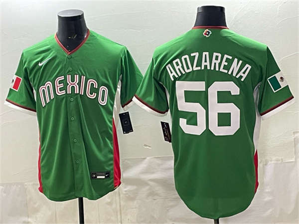 Mexico Baseball #56 Randy Arozarena Green 2026 World Baseball Classic Home Stadium Stitched Jersey