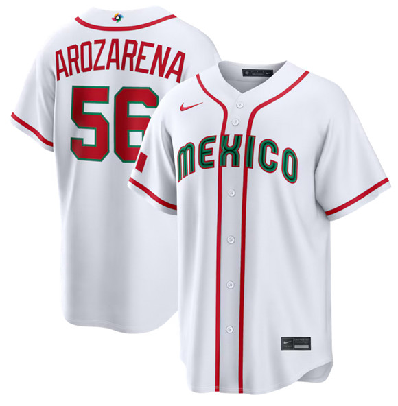 Mexico Baseball #56 Randy Arozarena White 2026 World Baseball Classic Home Stadium Stitched Jersey