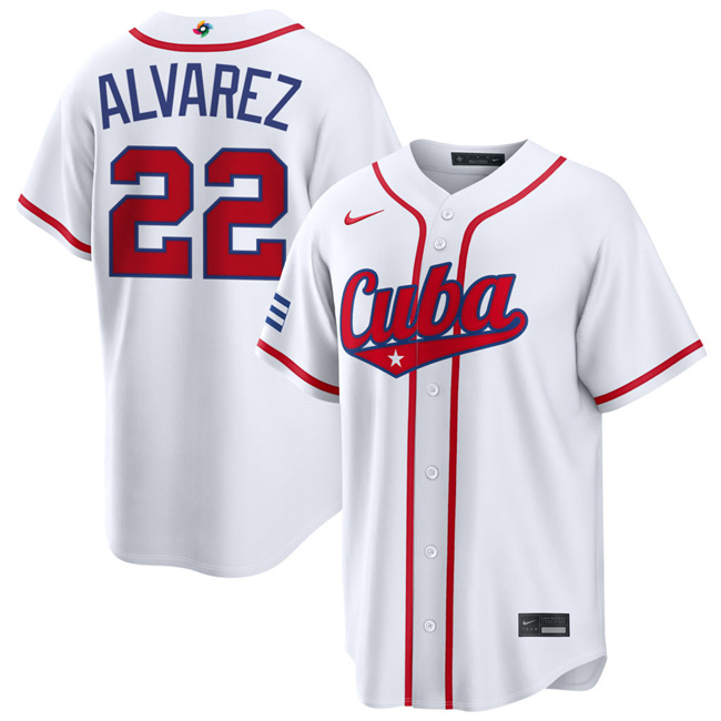Cuba Baseball #22 Frank Alvarez White 2026 World Baseball Classic Home Stadium Stitched Jersey