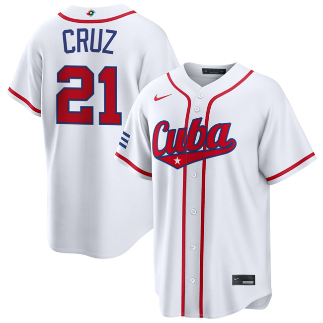 Cuba Baseball #21 Naykel Cruz White 2026 World Baseball Classic Home Stadium Stitched Jersey
