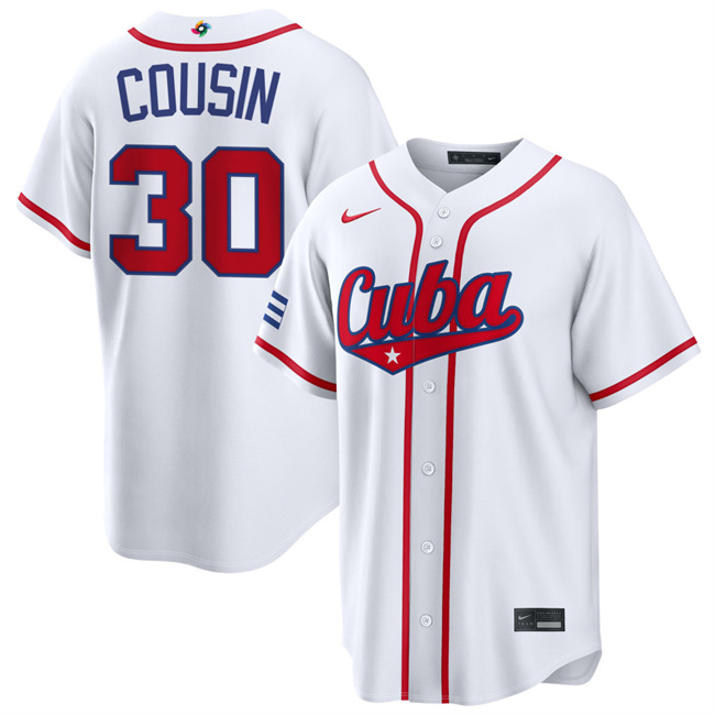 Cuba Baseball #30 Josimar Cousin White 2026 World Baseball Classic Home Stadium Stitched Jersey