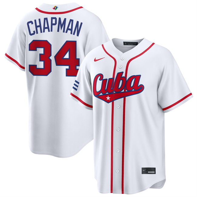 Cuba Baseball #34 Emmanuel Chapman White 2026 World Baseball Classic Home Stadium Stitched Jersey