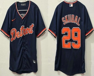 Detroit Tigers #29 Tarik Skubal Navy Cool Base Jersey Detroit Tigers #29 Tarik Skubal Navy Cool Base Jersey