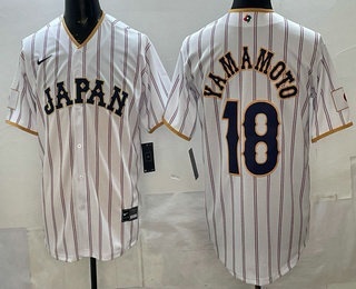 Japan #18 Yoshinobu Yamamoto White 2026 World Baseball Classic Cool Base Jersey