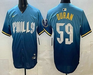 Philadelphia Phillies #59 Jhoan Duran Blue 2024 City Cool Base Jersey Philadelphia Phillies #59 Jhoan Duran Blue 2024 City Cool Base Jersey