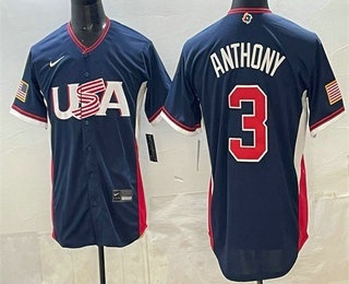 USA #3 Roman Anthony Navy 2026 World Baseball Classic Cool Base Jersey