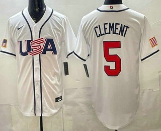 USA #5 Ernie Clement White 2026 World Baseball Classic Cool Base Jersey