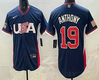 USA #19 Roman Anthony Navy 2026 World Baseball Classic Cool Base Jersey