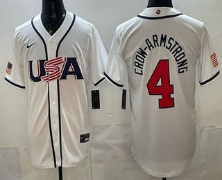 USA #4 Pete Crow-Armstrong White 2026 World Baseball Classic Cool Base Jersey