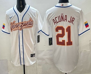 Venezuela #21 Ronald Acuna Jr White 2026 World Baseball Classic Cool Base Jersey