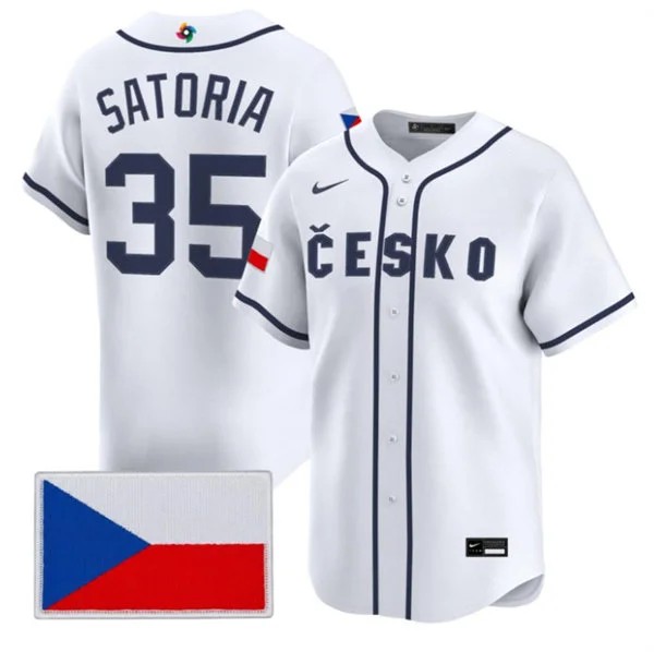 Czech Republic Baseball #35 Ondej Satoria Nike White 2026 World Baseball Classic Jersey