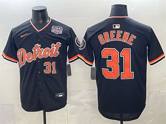 Detroit Tigers #31 Riley Greene Navy 2026 Alternate USA 250' Patch Vapor Premier Limited Stitched Baseball Jersey
