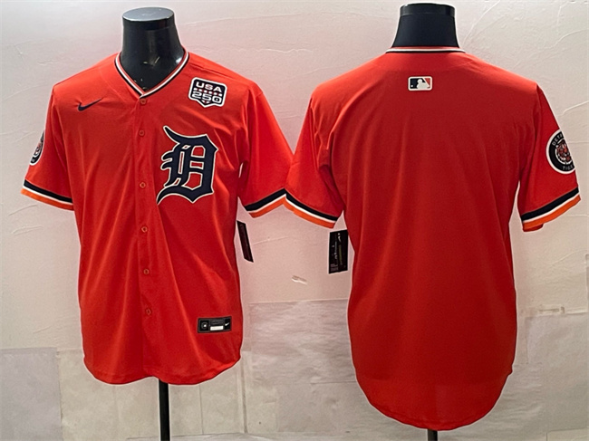 Detroit Tigers Blank Orange 2026 Alternate USA 250' Patch Vapor Premier Limited Stitched Baseball Jersey