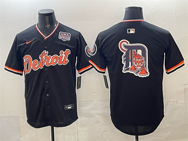 Detroit Tigers Team Big Logo Navy 2026 Alternate USA 250' Patch Vapor Premier Limited Stitched Baseball Jersey