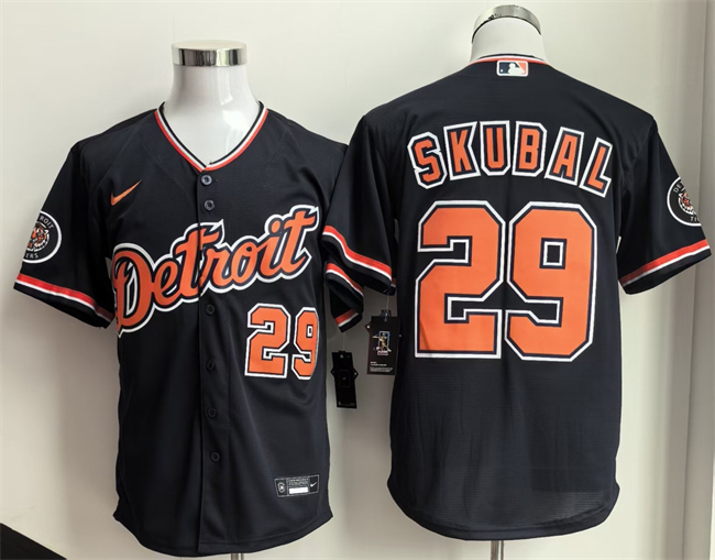 Detroit Tigers #29 Tarik Skubal 2026 Navy Alternate Stitched Baseball Jersey Detroit Tigers #29 Tarik Skubal 2026 Navy Alternate Stitched Baseball Jersey