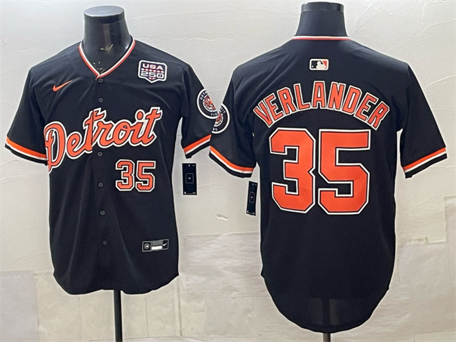 Detroit Tigers #35 Justin Verlander Navy 2026 Alternate USA 250' Patch Vapor Premier Limited Stitched Baseball Jersey