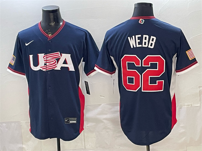 USA Baseball #62 Logan Webb Navy 2026 World Baseball Classic Road Stadium Stitched Jersey USA Baseball #62 Logan Webb Navy 2026 World Baseball Classic Road Stadium Stitched Jersey