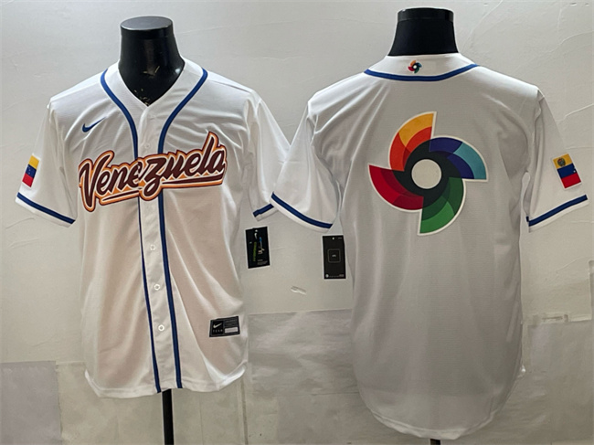 Venezuela Baseball White 2026 World Baseball Classic Big Logo Home Stadium Stitched Jersey