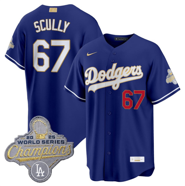 Los Angeles Dodgers #67 Vin Scully Royal 2026 Alternate Gold Collection Stadium Stitched Baseball Jersey