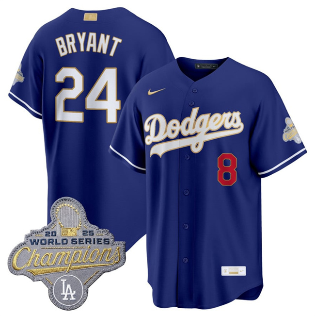 Los Angeles Dodgers #24 Kobe Bryant Royal 2026 Alternate Gold Collection Stadium Stitched Baseball Jersey Los Angeles Dodgers #24 Kobe Bryant Royal 2026 Alternate Gold Collection Stadium Stitched Baseball Jersey
