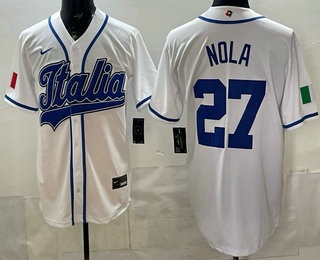 Italy #27 Aaron Nola White 2026 World Baseball Classic Cool Base Jersey
