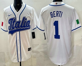 Italy #1 Jonathon Berti White 2026 World Baseball Classic Cool Base Jersey