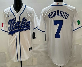Italy #7 Nick Morabito White 2026 World Baseball Classic Cool Base Jersey