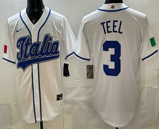 Italy #3 Kyle Teel White 2026 World Baseball Classic Cool Base Jersey
