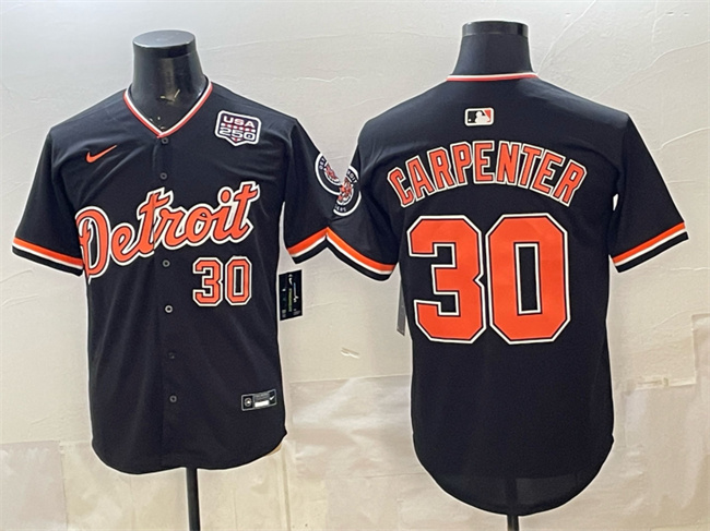 Detroit Tigers #30 Kerry Carpenter Black 2026 Alternate USA 250' Patch Vapor Premier Limited Stitched Baseball Jersey