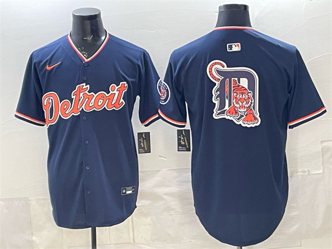 Detroit Tigers Team Big Logo Navy 2026 Alternate Vapor Premier Limited Stitched Baseball Jersey