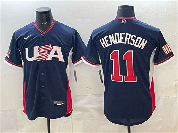 USA Baseball #11 Gunnar Henderson Navy 2026 World Baseball Classic Road Stadium Stitched Jersey