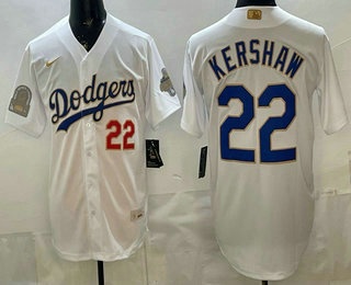 Los Angeles Dodgers #22 Clayton Kershaw White Gold World Series Champions Collection Limited Jersey