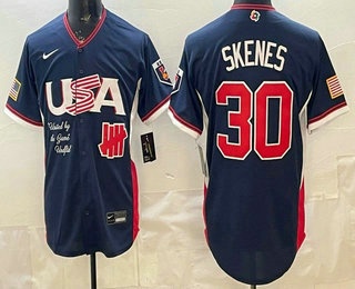 USA Undefeated #30 Paul Skenes Navy 2026 World Baseball Classic Cool Base Jersey USA Undefeated #30 Paul Skenes Navy 2026 World Baseball Classic Cool Base Jersey