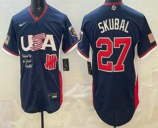 USA Undefeated #27 Tarik Skubal Navy 2026 World Baseball Classic Cool Base Jersey USA Undefeated #27 Tarik Skubal Navy 2026 World Baseball Classic Cool Base Jersey