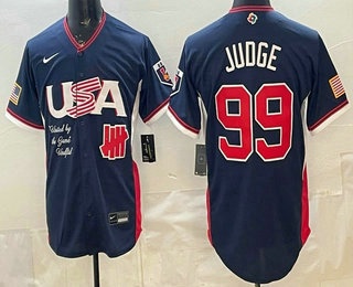USA Undefeated #99 Aaron Judge Navy 2026 World Baseball Classic Cool Base Jersey USA Undefeated #99 Aaron Judge Navy 2026 World Baseball Classic Cool Base Jersey