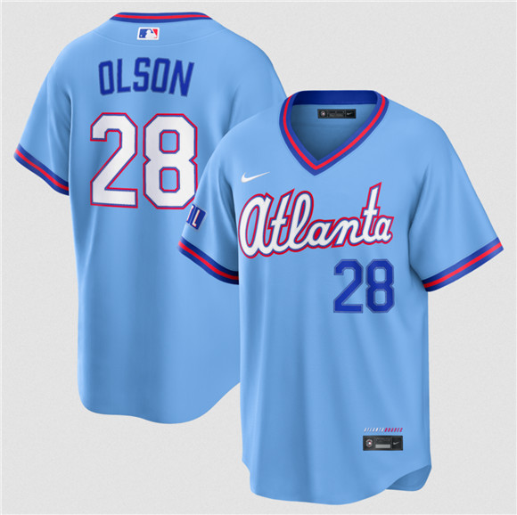 Atlanta Braves #28 Matt Olson Powder Blue 2026 City Connect Stadium Stitched Baseball Jersey Atlanta Braves #28 Matt Olson Powder Blue 2026 City Connect Stadium Stitched Baseball Jersey