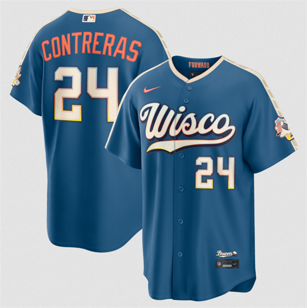 Milwaukee Brewers #24 William Contreras Mineral Blue 2026 City Connect Stadium Stitched Stitched Baseball Jersey