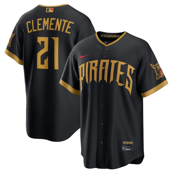 Pittsburgh Pirates #21 Roberto Clemente Black 2026 City Connect Stadium Stitched Stitched Baseball Jersey