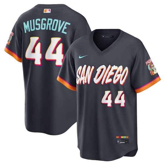 San Diego Padres #44 Joe Musgrove Obsidian 2026 City Connect Stadium Limited Stitched Baseball Jersey San Diego Padres #44 Joe Musgrove Obsidian 2026 City Connect Stadium Limited Stitched Baseball Jersey
