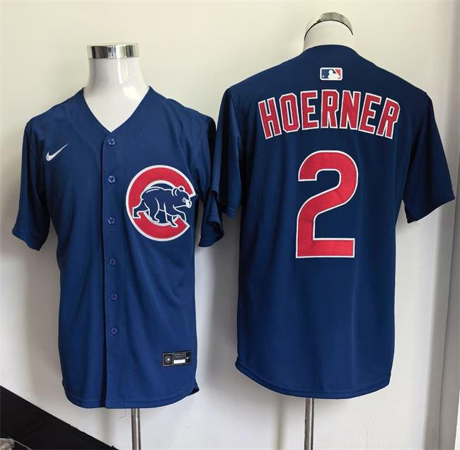 Chicago Cubs #2 Nico Hoerner Blue 2026 Limited Stitched Baseball Jersey Chicago Cubs #2 Nico Hoerner Blue 2026 Limited Stitched Baseball Jersey