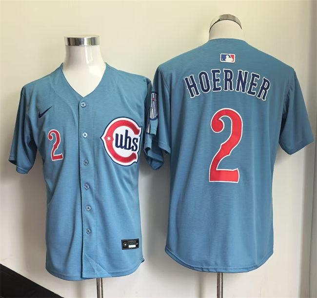 Chicago Cubs #2 Nico Hoerner Blue 2026 2nd Alternate Limited Stitched Baseball Jersey Chicago Cubs #2 Nico Hoerner Blue 2026 2nd Alternate Limited Stitched Baseball Jersey