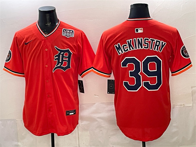 Detroit Tigers #39 Zach McKinstry Orange 2026 Alternate USA 250' Patch Vapor Premier Limited Stitched Baseball Jersey