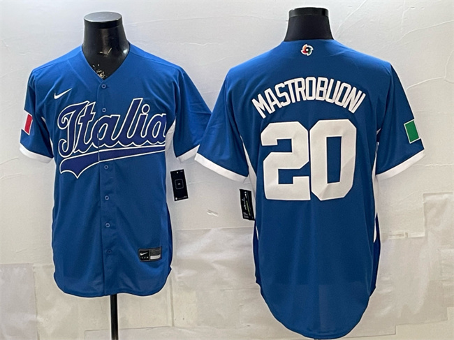 Italy Baseball #20 Miles Mastrobuoni Blue 2026 World Baseball Classic Home Stadium Stitched Jersey