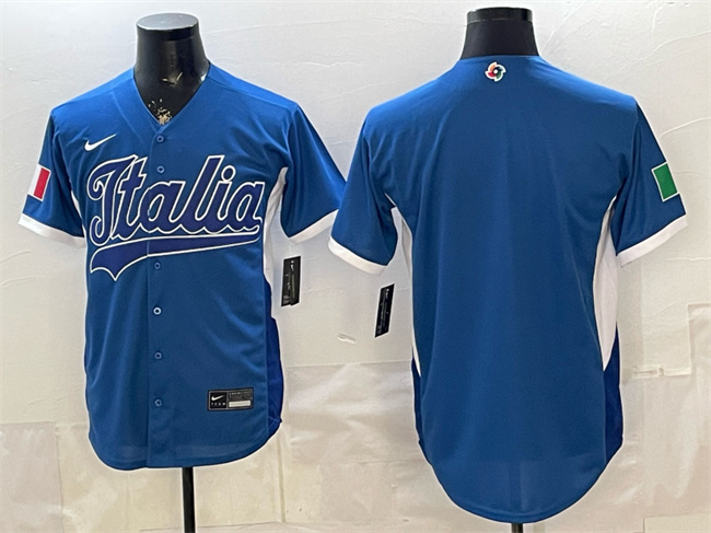 Italy Baseball Blank Blue 2026 World Baseball Classic Home Stadium Stitched Jersey