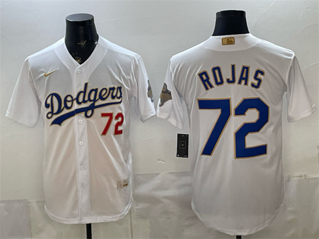 Los Angeles Dodgers #72 Miguel Rojas White 2026 Gold Collection Stadium Stitched Baseball Jersey