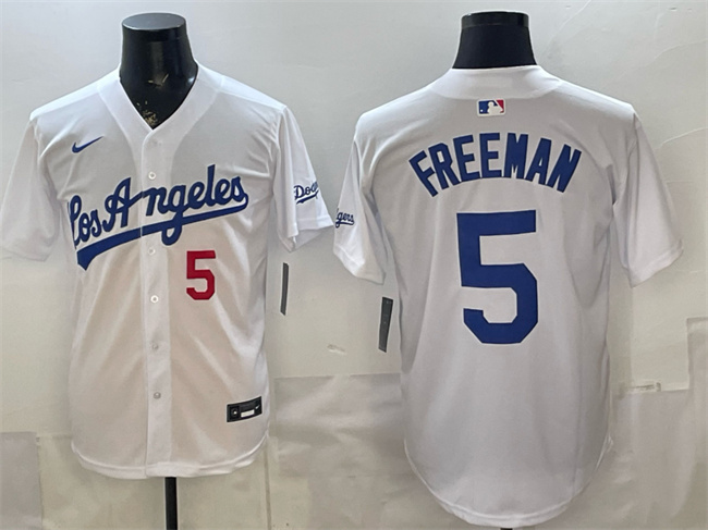 Los Angeles Dodgers #5 Freddie Freeman White Alternate Stadium Stitched Baseball Jersey