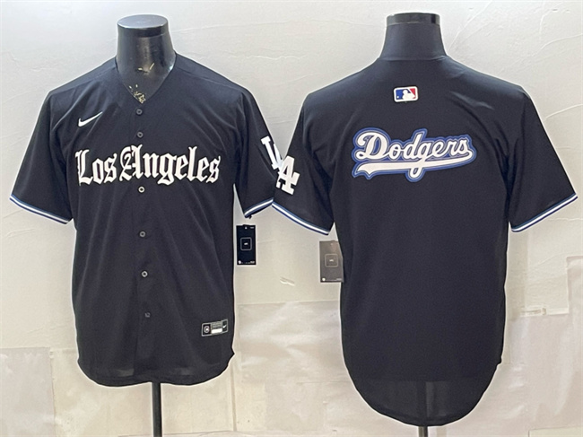 Los Angeles Dodgers Team Big Logo Black 'Gothic Edition' Vapor Premier Limited Stitched Baseball Jersey